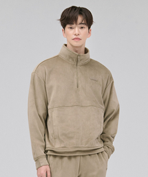 男性起毛半ジップTシャツ-ベージュ