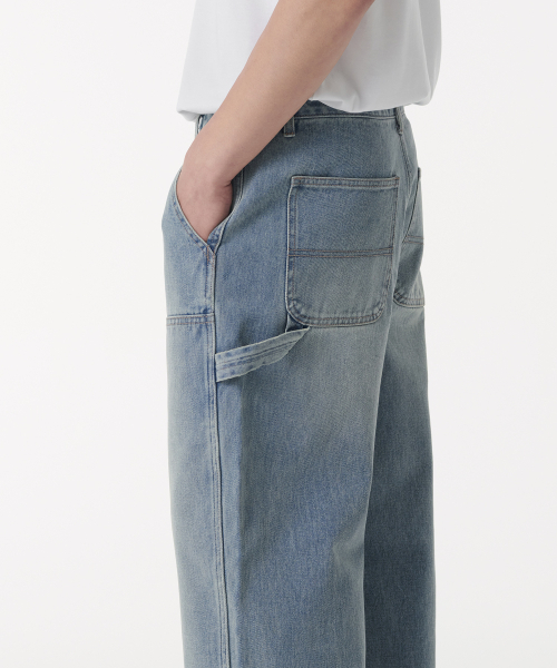 MUSINSA STANDARD（ムシンサスタンダード）の「デニムワイドダブルニーカーペンターパンツ[ライトインディゴ]（デニムパンツ・メンズ・その他・40/38/42/26/27/28/29/36/34/32/30/31/33）」の6枚目の写真