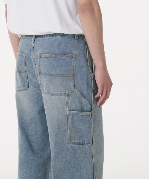 MUSINSA STANDARD（ムシンサスタンダード）の「デニムワイドダブルニーカーペンターパンツ[ライトインディゴ]（デニムパンツ・メンズ・その他・40/38/42/26/27/28/29/36/34/32/30/31/33）」の7枚目の写真