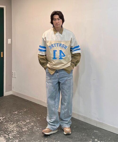 MUSINSA STANDARD（ムシンサスタンダード）の「デニムワイドダブルニーカーペンターパンツ[ライトインディゴ]（デニムパンツ・メンズ・その他・40/38/42/26/27/28/29/36/34/32/30/31/33）」の9枚目の写真