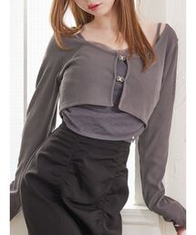 EATME | チュールドッキングキャミリブTOPセット(Tシャツ/カットソー)