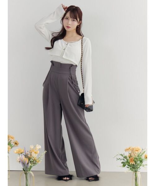 EATME（イートミー）の「チュールドッキングキャミリブTOPセット（Tシャツ/カットソー・レディース・オフホワイト/グレー/ブラック・FREE）」の5枚目の写真