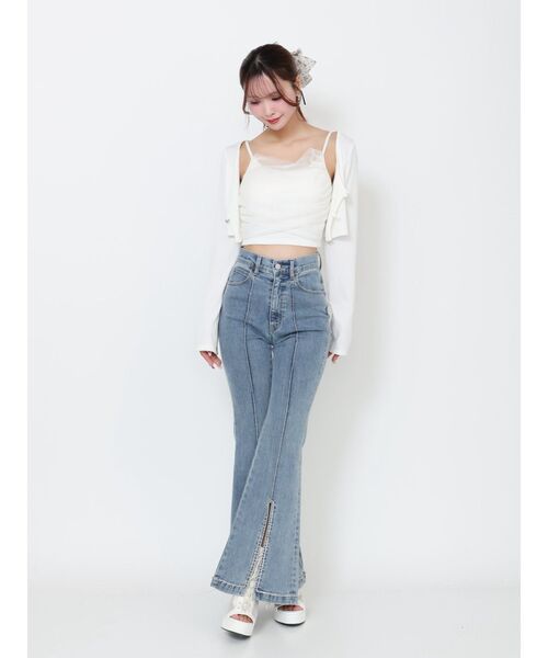 EATME（イートミー）の「チュールドッキングキャミリブTOPセット（Tシャツ/カットソー・レディース・オフホワイト/グレー/ブラック・FREE）」の13枚目の写真