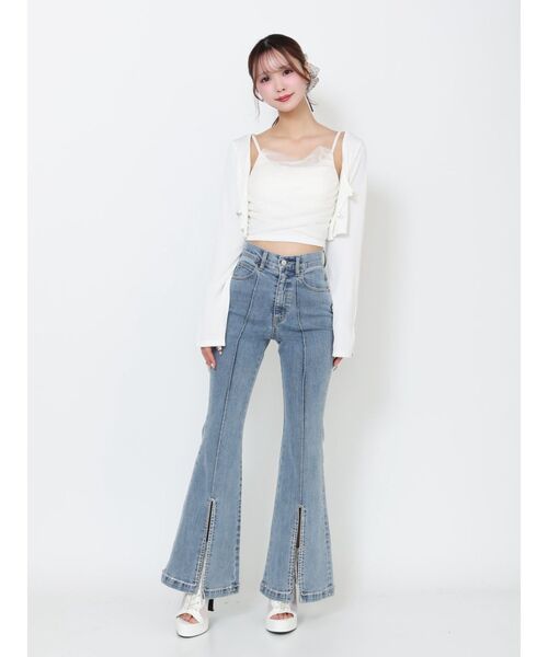 EATME（イートミー）の「チュールドッキングキャミリブTOPセット（Tシャツ/カットソー・レディース・オフホワイト/グレー/ブラック・FREE）」の14枚目の写真