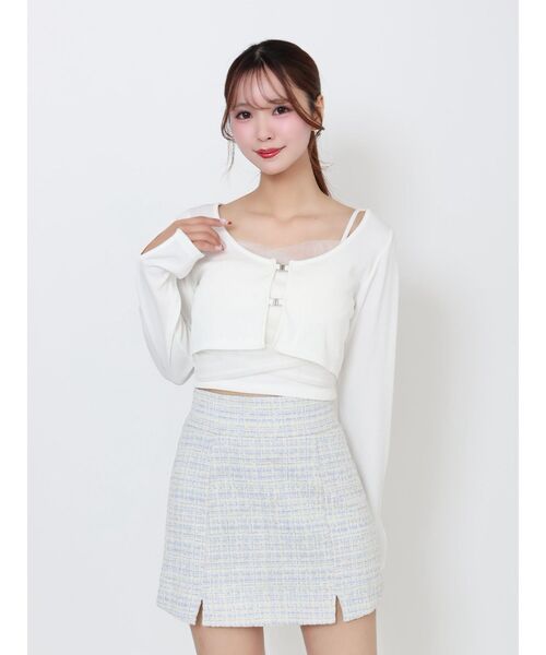 EATME（イートミー）の「チュールドッキングキャミリブTOPセット（Tシャツ/カットソー・レディース・オフホワイト/グレー/ブラック・FREE）」の15枚目の写真