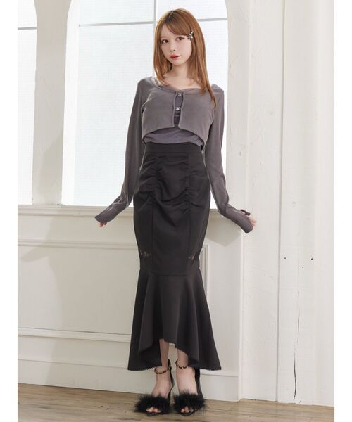 EATME（イートミー）の「チュールドッキングキャミリブTOPセット（Tシャツ/カットソー・レディース・オフホワイト/グレー/ブラック・FREE）」の18枚目の写真