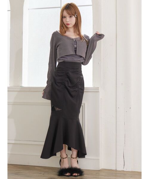 EATME（イートミー）の「チュールドッキングキャミリブTOPセット（Tシャツ/カットソー・レディース・オフホワイト/グレー/ブラック・FREE）」の22枚目の写真