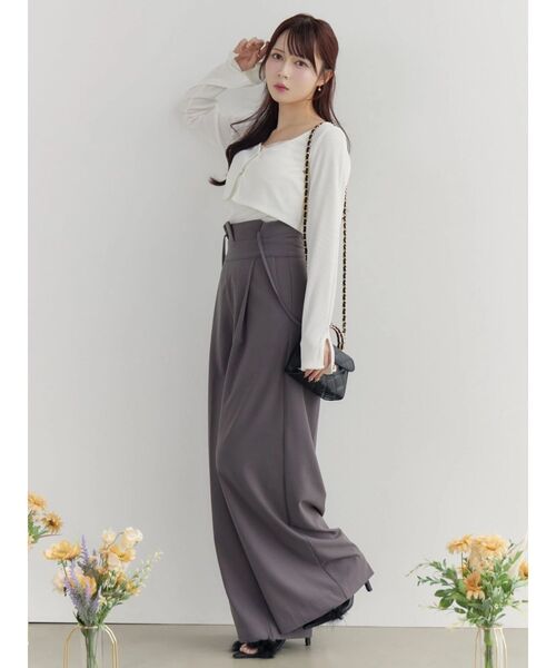 EATME（イートミー）の「チュールドッキングキャミリブTOPセット（Tシャツ/カットソー・レディース・オフホワイト/グレー/ブラック・FREE）」の17枚目の写真