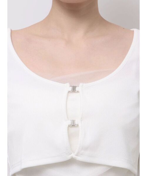 EATME（イートミー）の「チュールドッキングキャミリブTOPセット（Tシャツ/カットソー・レディース・オフホワイト/グレー/ブラック・FREE）」の9枚目の写真