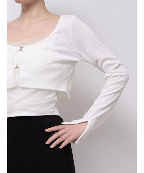 EATME（イートミー）の「チュールドッキングキャミリブTOPセット（Tシャツ/カットソー・レディース・オフホワイト/グレー/ブラック・FREE）」の8枚目の写真