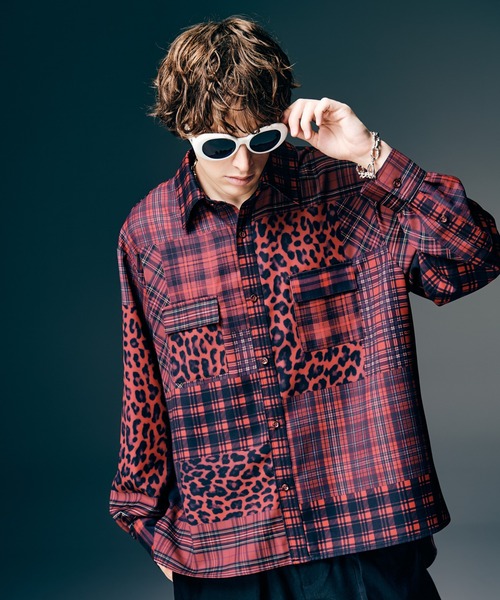 glamb（グラム）の「Patchwork Print Shirt / パッチワークプリントシャツ（シャツ/ブラウス・メンズ・レッド/ブラック・S/M/L）」の8枚目の写真