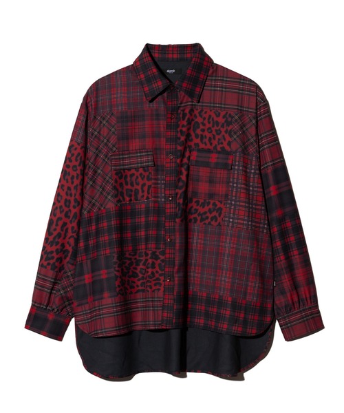 glamb（グラム）の「Patchwork Print Shirt / パッチワークプリントシャツ（シャツ/ブラウス・メンズ・レッド/ブラック・S/M/L）」の4枚目の写真