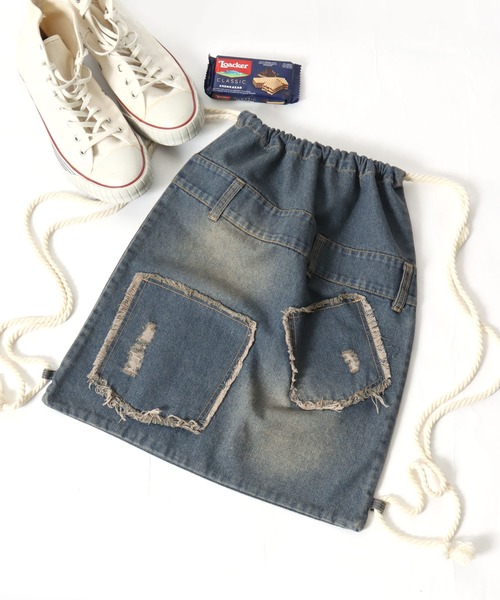 セール】デニムパンツ風ナップサック/デニム/レオパード/カモフラ