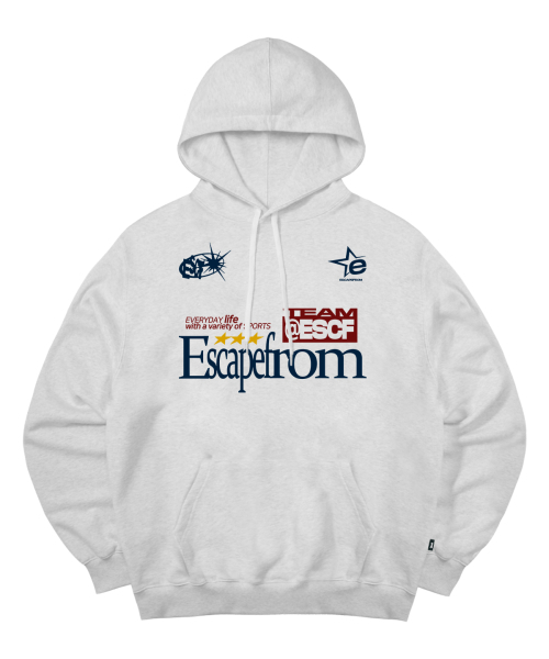 ESCAPEFROM（エスケープフロム）の「ESCF スポーツプリントフードパーカー ホワイトメランジ（パーカー・レディース・その他・MEDIUM/LARGE/X-LARGE）」の9枚目の写真