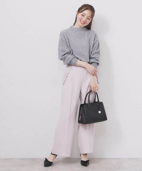 index（インデックス）の「フェイクパールふわふわニット【洗濯機OK】（ニット/セーター・レディース・ネイビー/ライトイエロー系/グレー・36/38/40/42）」の5枚目の写真