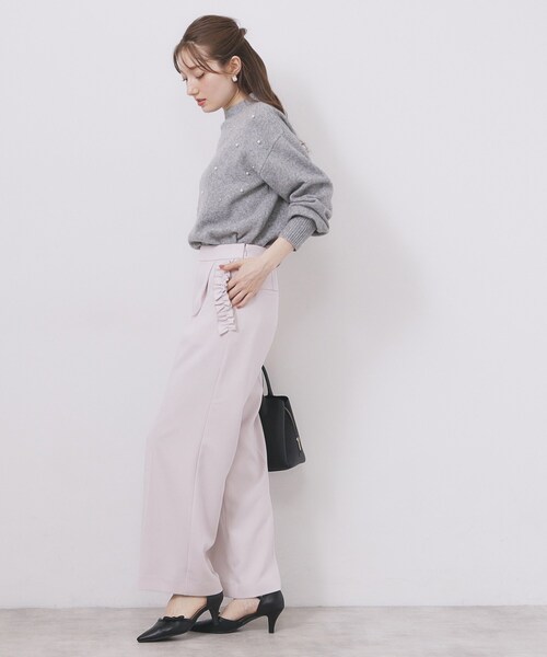 index（インデックス）の「フェイクパールふわふわニット【洗濯機OK】（ニット/セーター・レディース・ネイビー/ライトイエロー系/グレー・36/38/40/42）」の6枚目の写真