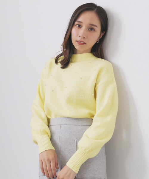 index（インデックス）の「フェイクパールふわふわニット【洗濯機OK】（ニット/セーター・レディース・ネイビー/ライトイエロー系/グレー・36/38/40/42）」の12枚目の写真