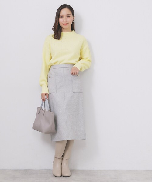 index（インデックス）の「フェイクパールふわふわニット【洗濯機OK】（ニット/セーター・レディース・ネイビー/ライトイエロー系/グレー・36/38/40/42）」の13枚目の写真