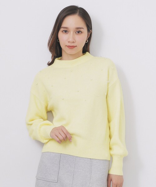 index（インデックス）の「フェイクパールふわふわニット【洗濯機OK】（ニット/セーター・レディース・ネイビー/ライトイエロー系/グレー・36/38/40/42）」の16枚目の写真