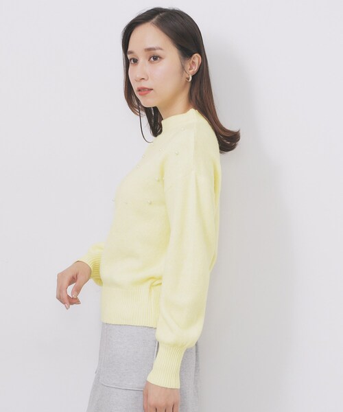 index（インデックス）の「フェイクパールふわふわニット【洗濯機OK】（ニット/セーター・レディース・ネイビー/ライトイエロー系/グレー・36/38/40/42）」の17枚目の写真