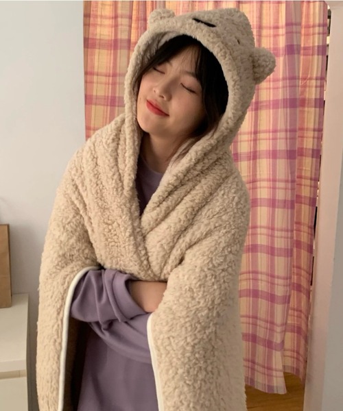 Made in I（メイドインアイ）の「Teddy Bear あったか着るブランケット（ブランケット・レディース・ベージュ/ホワイト/ブラウン・FREE）」の22枚目の写真