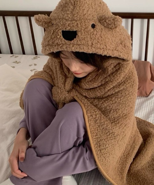 Made in I（メイドインアイ）の「Teddy Bear あったか着るブランケット（ブランケット・レディース・ベージュ/ホワイト/ブラウン・FREE）」の18枚目の写真