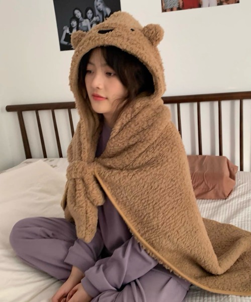 Made in I（メイドインアイ）の「Teddy Bear あったか着るブランケット（ブランケット・レディース・ベージュ/ホワイト/ブラウン・FREE）」の10枚目の写真
