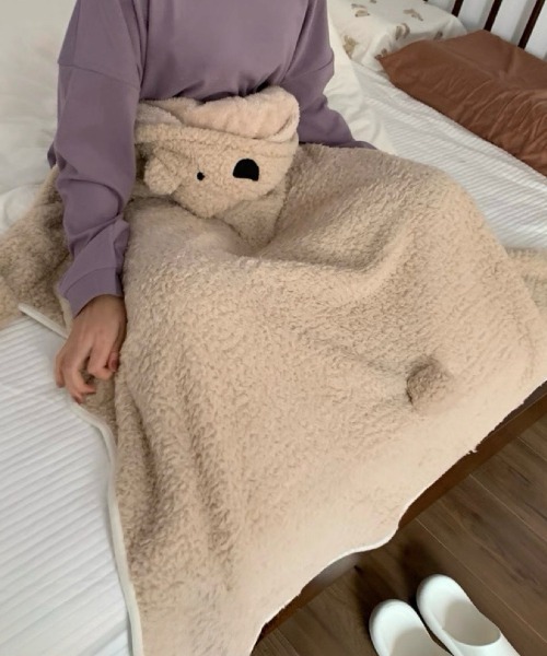 Made in I（メイドインアイ）の「Teddy Bear あったか着るブランケット（ブランケット・レディース・ベージュ/ホワイト/ブラウン・FREE）」の12枚目の写真