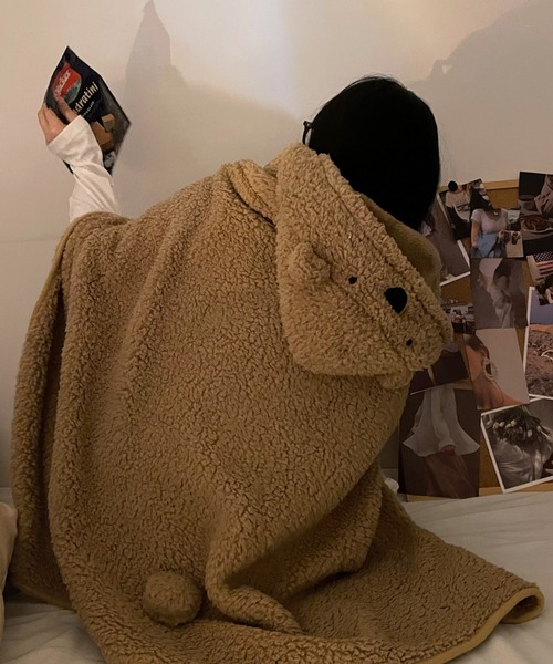 Made in I（メイドインアイ）の「Teddy Bear あったか着るブランケット（ブランケット・レディース・ベージュ/ホワイト/ブラウン・FREE）」の6枚目の写真
