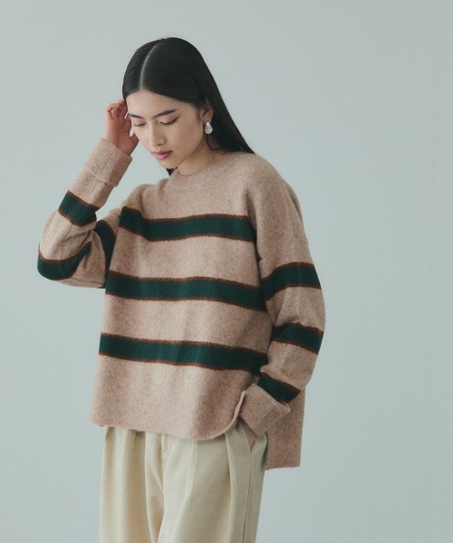 VICKY(ビッキー)の「ウール混マルチボーダーニット≪洗濯機で洗える≫(ニット/セーター・レディース・ダークネイビー/ベージュ系その他/グレー系その他・M)」の3枚目の写真