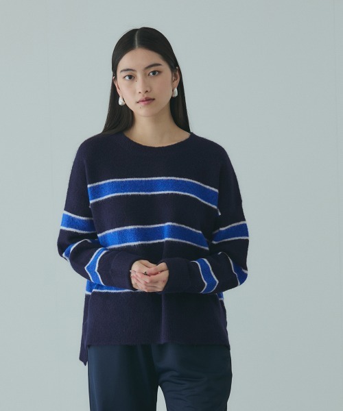 VICKY(ビッキー)の「ウール混マルチボーダーニット≪洗濯機で洗える≫(ニット/セーター・レディース・グレー系その他/ダークネイビー/ベージュ系その他・M)」の21枚目の写真