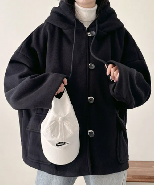 セール】チェック柄切替 オーバーサイズ ダッフルコート（ダッフル