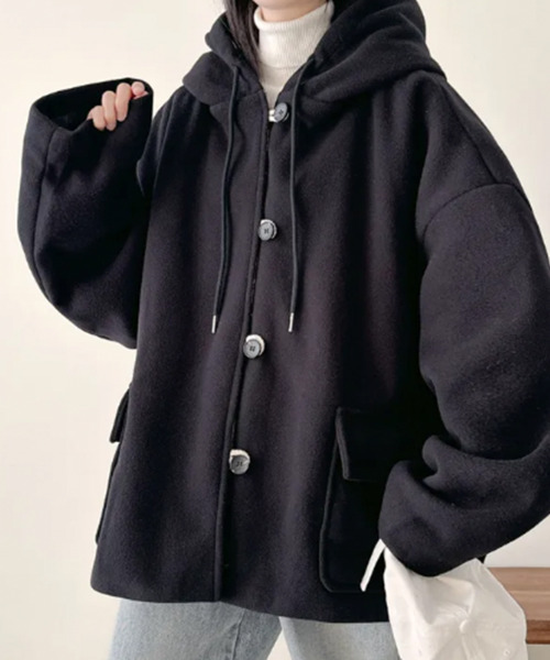 セール】チェック柄切替 オーバーサイズ ダッフルコート（ダッフル