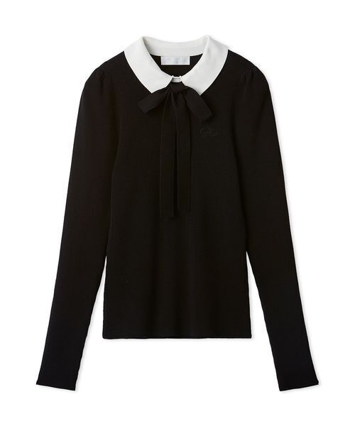 CELFORD（セルフォード）の「ボウタイリボン衿付きニットプルオーバー（ニット/セーター・レディース・サックスブルー/ブラック/オフホワイト/その他・36/38）」の2枚目の写真