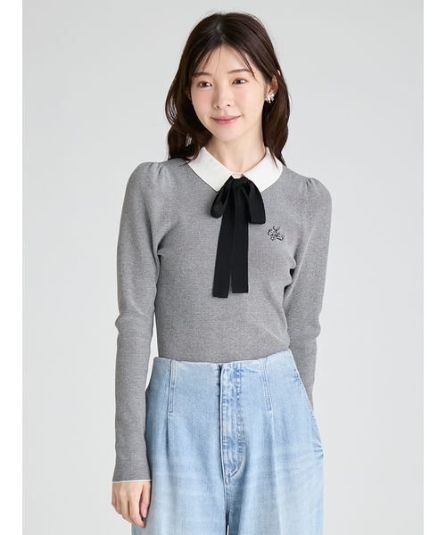 CELFORD（セルフォード）の「ボウタイリボン衿付きニットプルオーバー（ニット/セーター・レディース・サックスブルー/ブラック/オフホワイト/その他・36/38）」の6枚目の写真