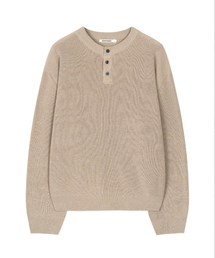 EXCONTAINER（エックスコンテナ）の「リブドラウンドヘンリーネックニット（オートミール）（ニット/セーター）」