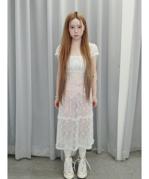 HETIT(ヘティ)の「ピュアレースロングドレス(ホワイト)(ワンピース・レディース・その他・FREE)」の4枚目の写真