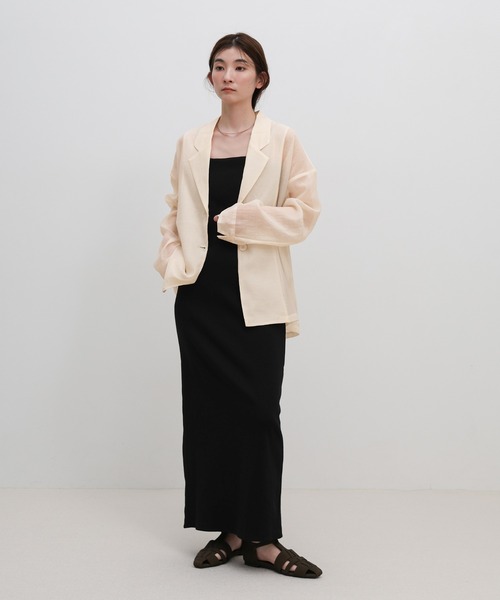 select MOCA(セレクトモカ)の「ロングスリーブシアーテーラードジャケット(テーラードジャケット・レディース・ブラック/アイボリー・FREE)」の3枚目の写真
