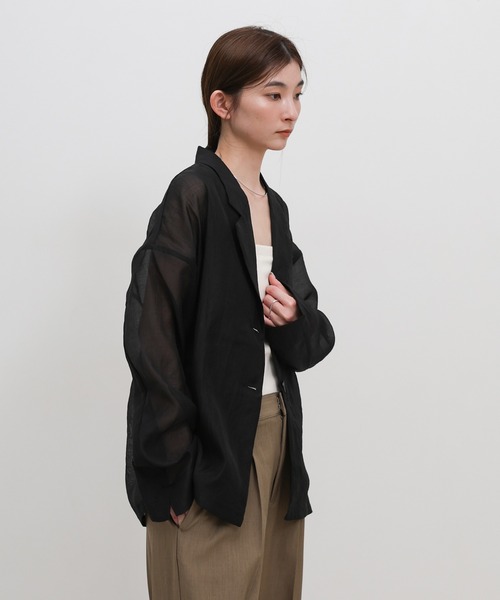 select MOCA(セレクトモカ)の「ロングスリーブシアーテーラードジャケット(テーラードジャケット・レディース・ブラック/アイボリー・FREE)」の18枚目の写真