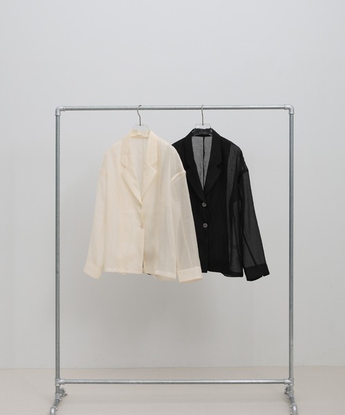 select MOCA(セレクトモカ)の「ロングスリーブシアーテーラードジャケット(テーラードジャケット・レディース・ブラック/アイボリー・FREE)」の22枚目の写真
