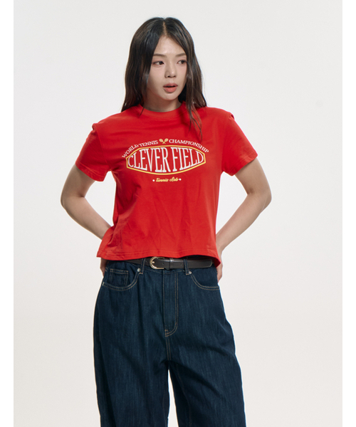 CLEVER FIELD（クレバーフィールド）の「シグニチャーエンブレムクロップTシャツ[レッド]（Tシャツ/カットソー・レディース・その他・MEDIUM/SMALL）」の5枚目の写真