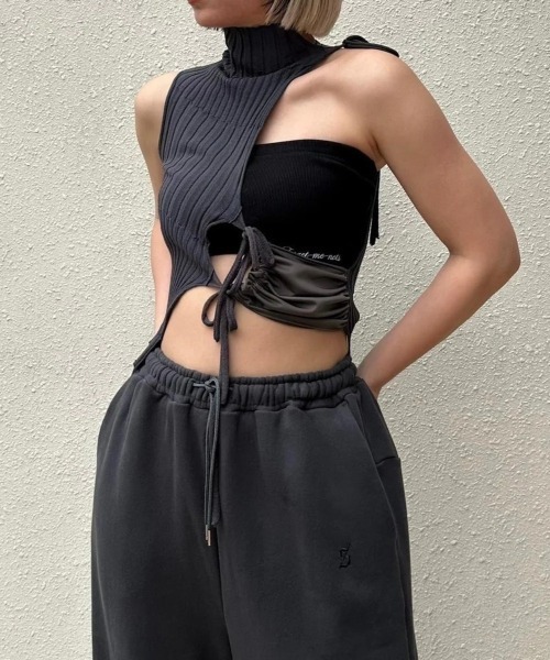 forget-me-nots(フォーゲットミーノッツ)の「RIB BANDEAU BRA FMN-24SS-CS-006(その他トップス・レディース・ブラック/グレー・FREE)」の1枚目の写真