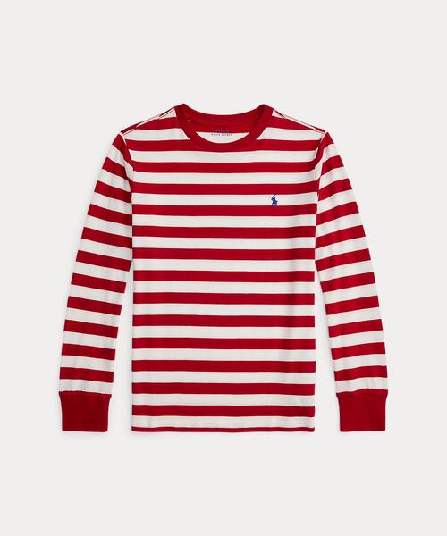 ストライプド コットン ロングスリーブ Tシャツ