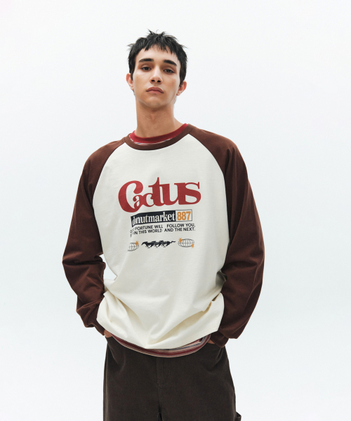 CACTUSDONUTMARKET(カクタスドーナツマーケット)の「Cactus Raglan Long Sleeve T-shirt-Brown(Tシャツ/カットソー・レディース・その他・MEDIUM/LARGE)」の1枚目の写真