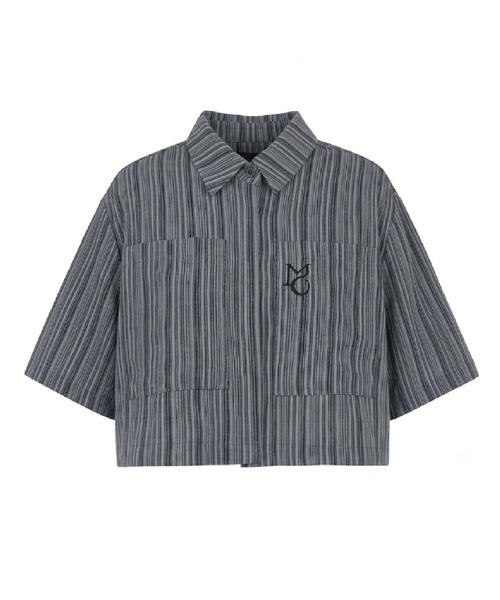 MOIREMOA(モアレモア)の「dotted S/T crop shirt - black(シャツ/ブラウス・レディース・ブラック・FREE)」の1枚目の写真