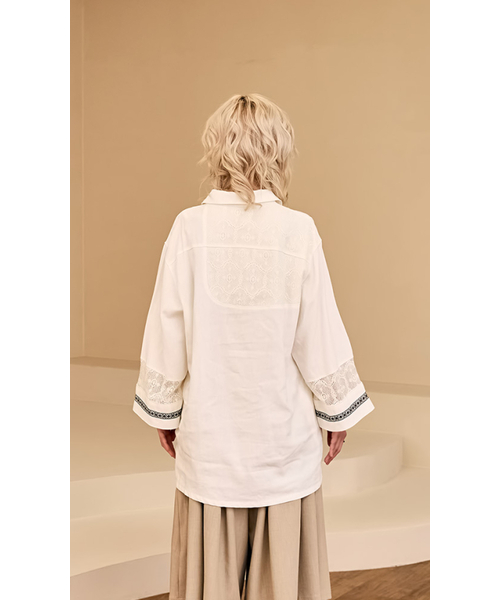 RECULER（ルキュレ）の「Lace color combination linen shirts Ivory（シャツ/ブラウス・メンズ・その他・FREE）」の2枚目の写真