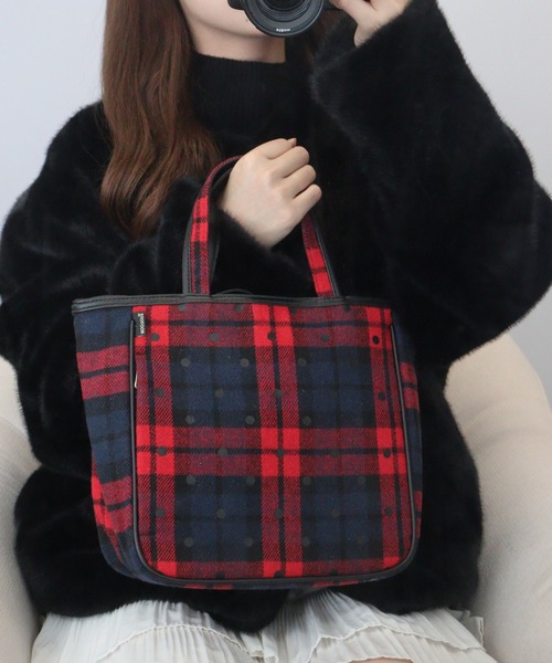 ROOTOTE(ルートート)の「ROOTOTE ドット&チェックフェルトランチトート(トートバッグ・レディース・ブラック系その他/レッド系その他・FREE)」の6枚目の写真