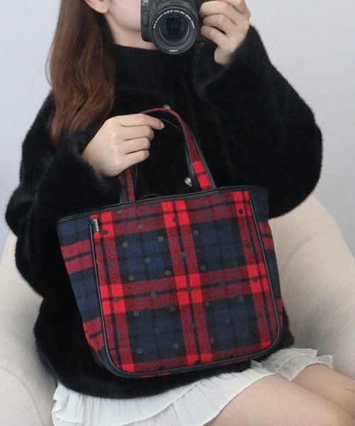 ROOTOTE(ルートート)の「ROOTOTE ドット&チェックフェルトランチトート(トートバッグ・レディース・ブラック系その他/レッド系その他・FREE)」の8枚目の写真