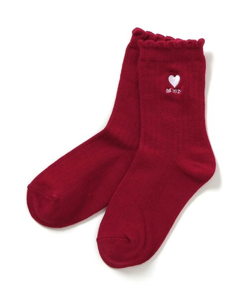 apres les cours（アプレレクール）の「ワンポイント刺繍クルーソックス（ソックス/靴下・キッズ・レッド/ブラック/サックスブルー/アイボリー・12/15 /18/21）」の15枚目の写真