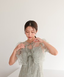 haremode | 結婚式 お呼ばれ 二次会 謝恩会 成人式 同窓会 対応 20代 30代 シアー レース ボレロ 前後2WAY 刺繍レースワンピース セットアップ きれいめ  セレモニー パーティ オケージョン ドレス(ドレス)